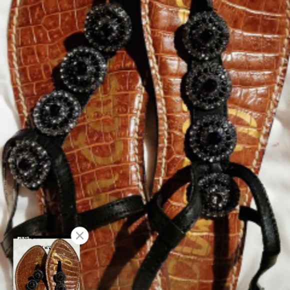 SAM EDELMAN CLASSY BLINGY MEDALLION RHINESTONE STRAPPY FLAT SANDALS DRESSY FANCY - Picture 8 of 10